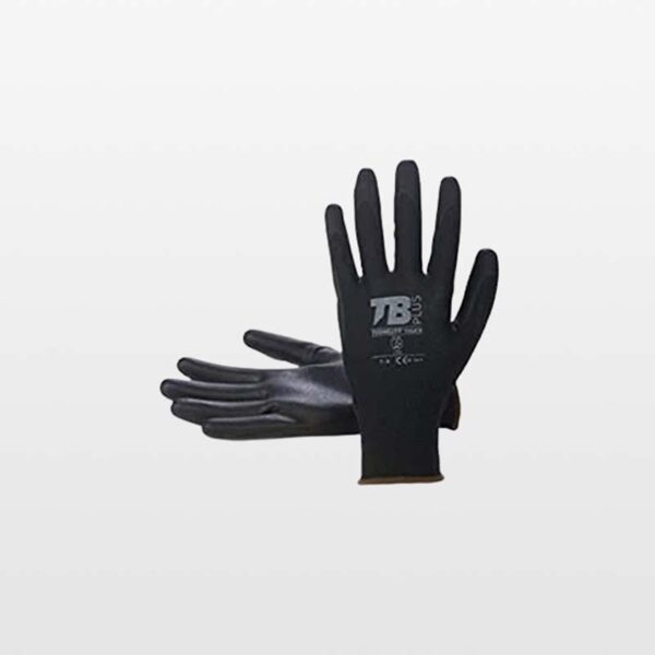 Guantes de poliéster negro y PMA poliu