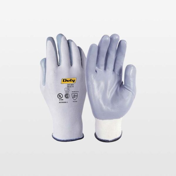 Guantes de poliéster c pol y med dorso de nitrilo 9L